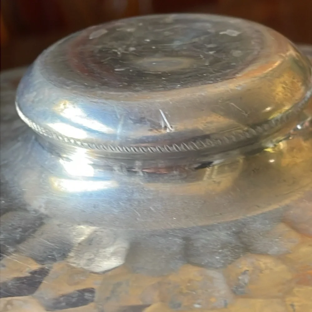 VTG mid century hammered aluminum ice bucket with lid & handles made in Italy